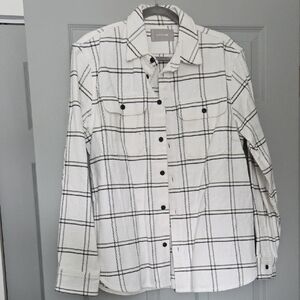 Everlane Cream and Black Checkered Shirt